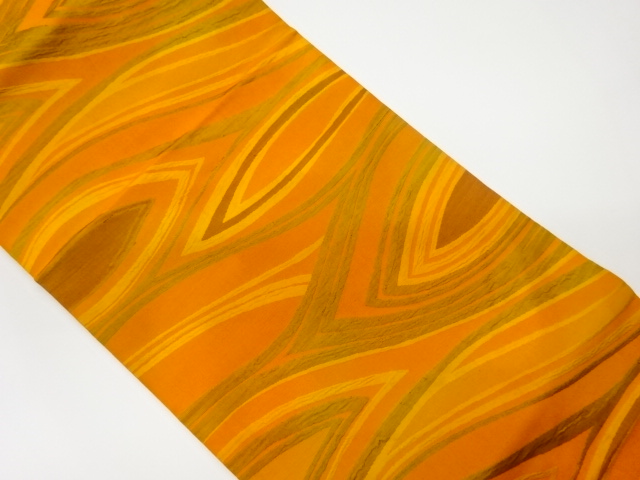 リサイクル　ふくれ織抽象模様織出し名古屋帯